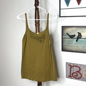 J Crew  Women's L Green Cami Spaghetti Strap Tank Top EUC